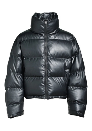 BREATH croc-embossed padded jacket - Black