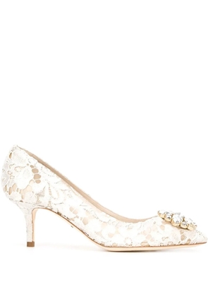 Dolce & Gabbana 60mm Lace Rainbow brooch-detail pumps - Grey