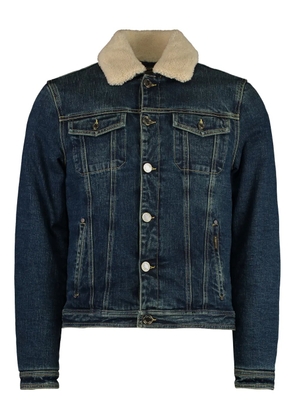 Moorer sheepskin-trimmed denim jacket - Blue