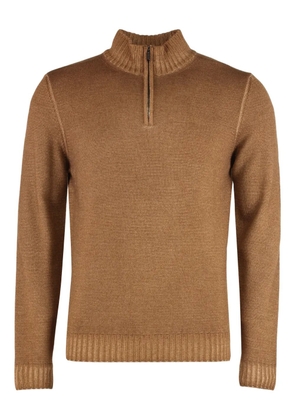 Moorer zip-up funnel-neck sweater - Brown