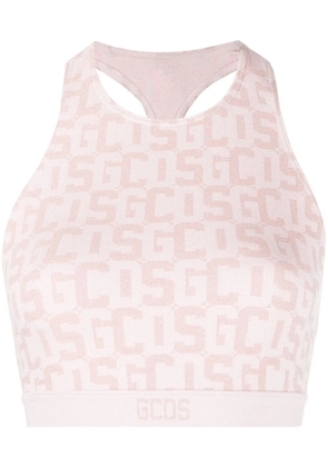 GCDS logo-print cropped top - Pink