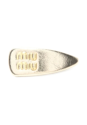Miu Miu Pre-Owned 2020s metallic logo hair clip - Gold