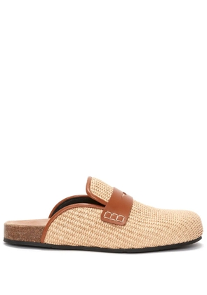 JW Anderson penny-slot raffia mules - Neutrals