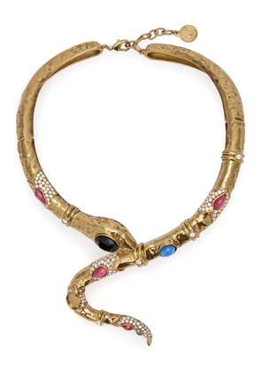 Roberto Cavalli snake-shaped crystal-embellished necklace - Gold