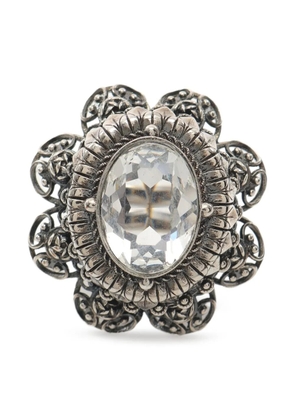 Alexander McQueen Pre-Owned 2010s flower crystal ring - Silver