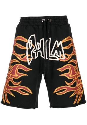 Palm Angels Graffiti Flames logo-print shorts - Black
