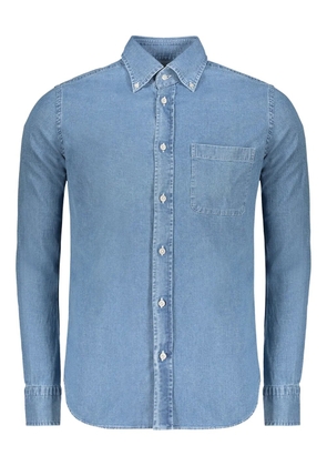 Moorer rounded-hem denim shirt - Blue