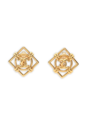 CHANEL Pre-Owned square-frame coco mark earrings - Gold