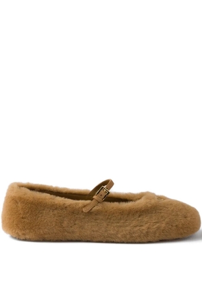 Prada shearling ballet flats - Brown