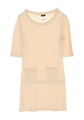 CHANEL Pre-Owned 1986-1988 Cocomark button knit Dress - Neutrals