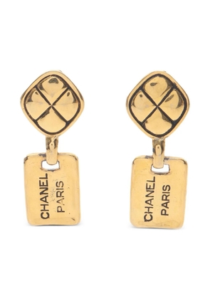 CHANEL Pre-Owned 1986-1988 logo earrings - Gold
