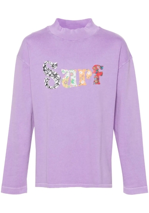 ERL motif-embroidered cotton T-shirt - Purple