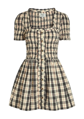 DAMSON MADDER Mansi plaid cotton mini dress - Neutrals