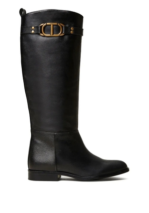 TWINSET Oval T leather boots - Black