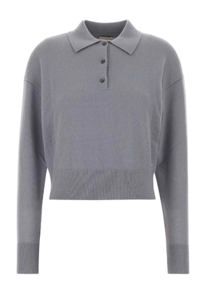 Calvin Klein cashmere ribbed cuffs polo shirt - Grey