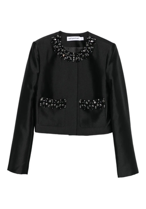 Self-Portrait embellished-pocket jacket - Black