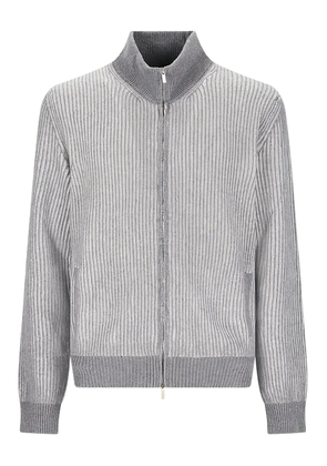 Lardini ribbed zip cardigan - Grey