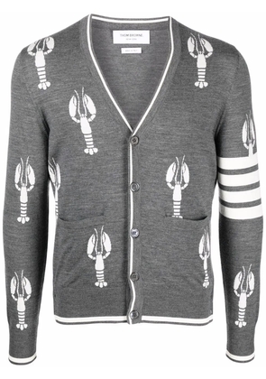 Thom Browne lobster-intarsia merino cardigan - Grey