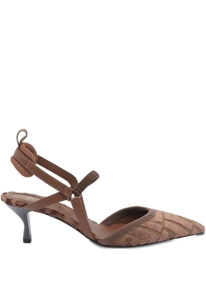 FENDI 55mm FF-logo slingback heeled pumps - Brown