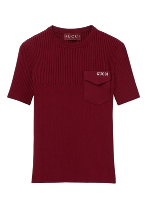 Gucci ribbed pocket-detail top - Red