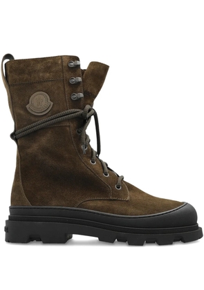 Moncler lace-up suede boots - Green
