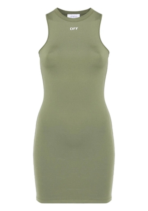 Off-White logo-print mini dress - Green