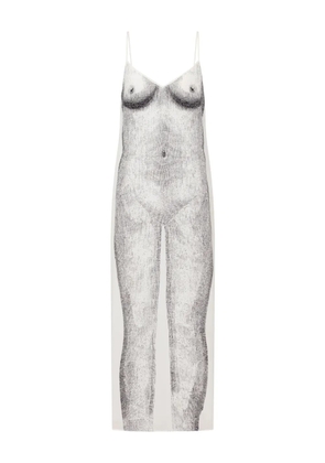 Moschino graphic-print slip dress - White