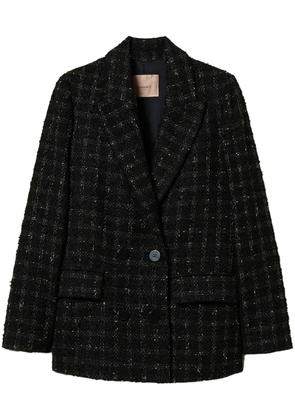 TWINSET check pattern bouclé blazer - Black