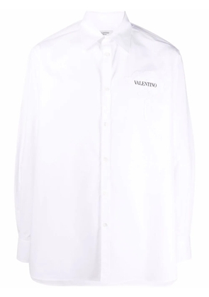 Valentino Garavani floral-appliqué cotton shirt - White