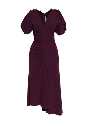 Victoria Beckham ruffled-sleeve asymmetric midi dress - Red