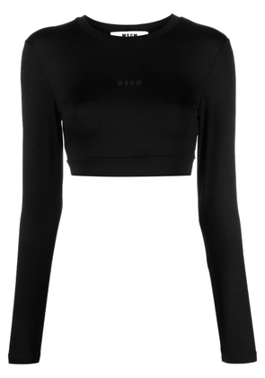 MSGM logo-print cropped top - Black