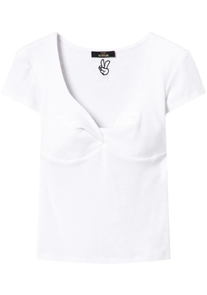 TWINSET knot-detailing ribbed-knit T-shirt - White