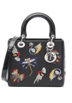 Christian Dior Pre-Owned 2000s Lady Dior two-way enamel embroidery handbag - Black