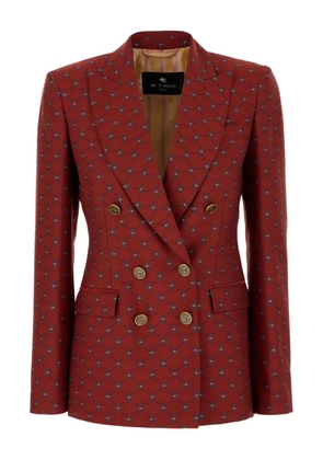 ETRO geometric-pattern double-breasted blazer - Red