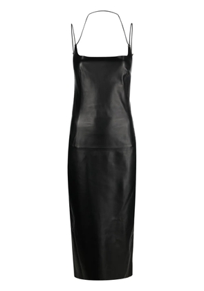 The Attico halterneck leather midi dress - Black