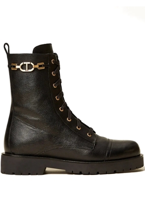 TWINSET lace-up chain boots - Black