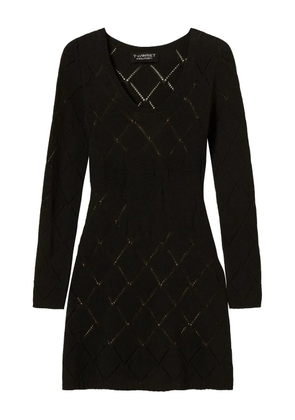 TWINSET diamond-pattern long-sleeve mini dress - Black
