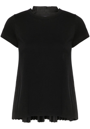 sacai knife-pleats crew-neck T-shirt - Black