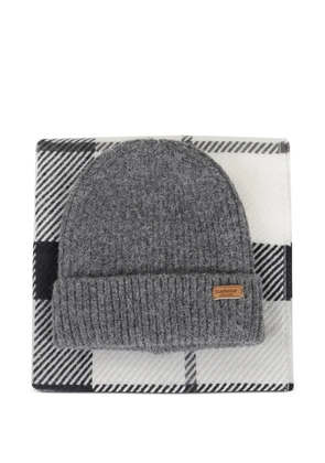 Barbour knitted beanie-scarf set - Grey