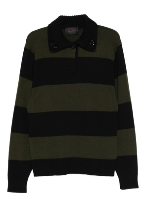 Simone Rocha striped embellished-collar polo shirt - Green