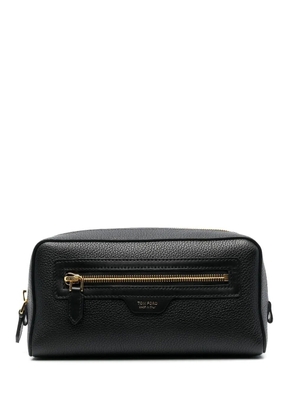 TOM FORD grained-leather logo-stamp wash bag - Black