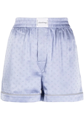 Alexander Wang logo-jacquard silk boxer shorts - Purple