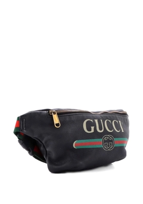 Gucci Pre-Owned Logo Printed Leather Medium belt bag - Black