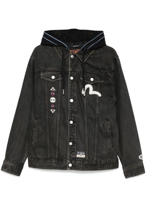EVISU patchwork denim jacket - Black