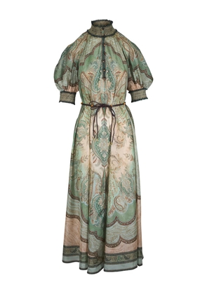ZIMMERMANN high-neck paisley-motif midi dress - Blue