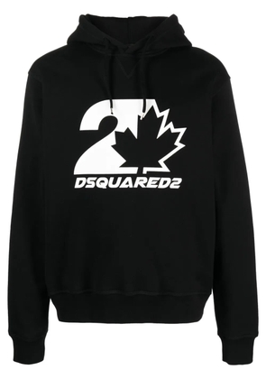 DSQUARED2 logo-print cotton drawstring hoodie - Black