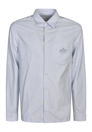 Prada striped logo-plaque shirt - Blue