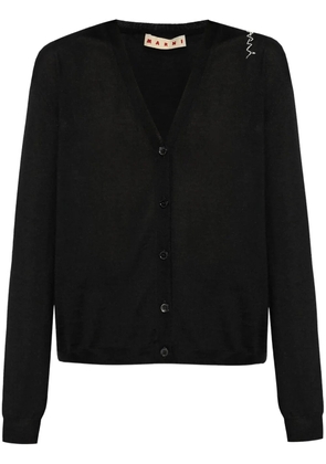 Marni embroidered-logo cardigan - Black
