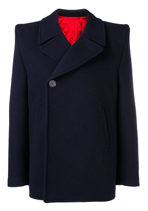 Balenciaga squared shoulder short peacoat - Blue