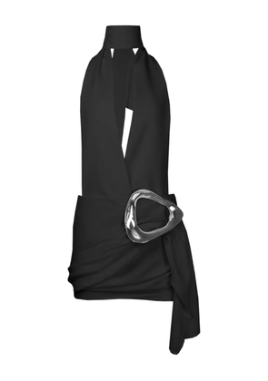 DEFAÏENCE wrap-up halter-neck mini dress - Black